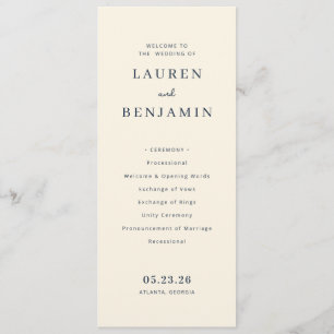 Elegant Cream Wedding Ceremony Programme