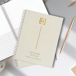 Elegant Creamy Gold Shiny Monogram Spiral Notebook