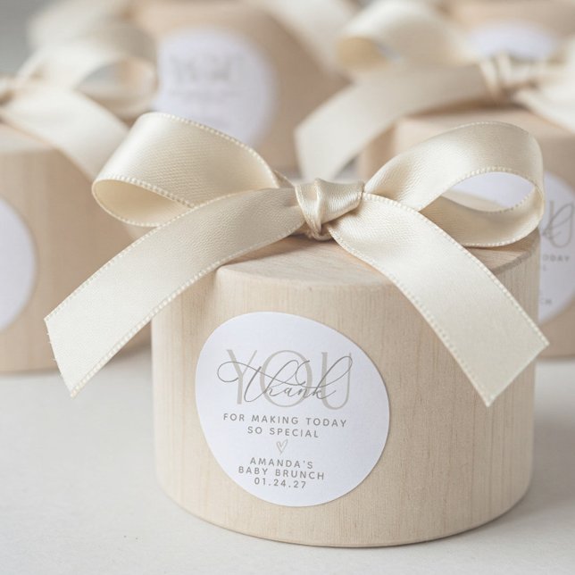 Elegant Creamy Neutral Thank You Classic Round Sticker (Elegant Neutral Thank You Sticker)