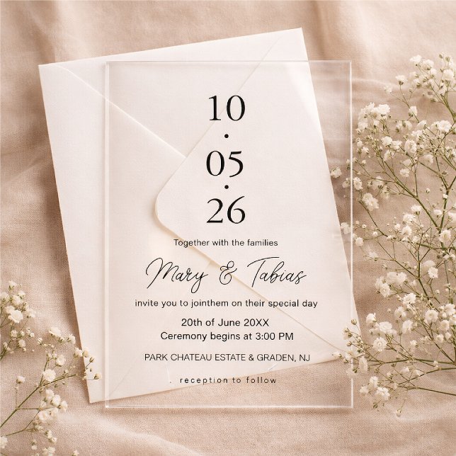 Elegant Creamy White Minimalist Wedding Acrylic Invitations (Creator Uploaded)