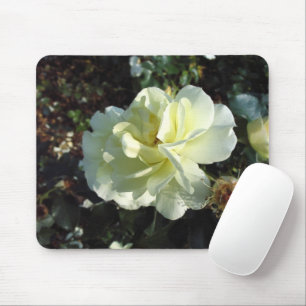 Elegant Creamy White Rose Floral Photography Mouse Pad