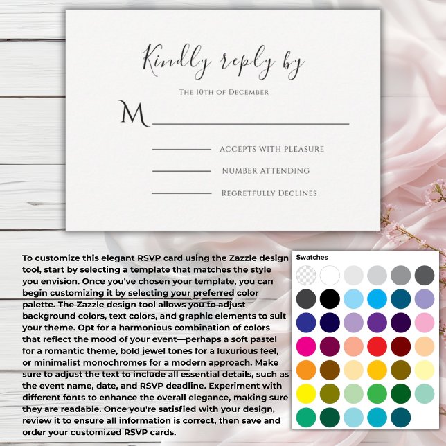 Elegant Create Your Own Colour Wedding RSVP Card (Creator Uploaded)