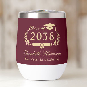 Elegant Crest Burgundy Gold Graduation