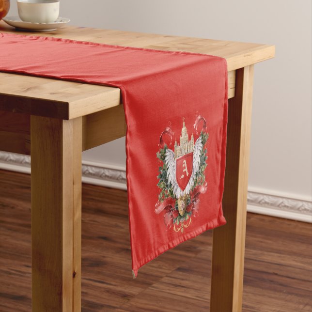 Elegant Crest Christmas Card Medium Table Runner (In Situ)
