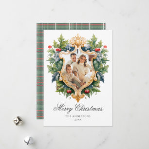 Elegant Crest Christmas Photo Card