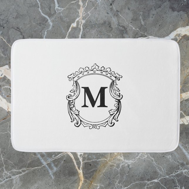 Elegant Crest Custom Monogram  Bath Mat (Creator Uploaded)