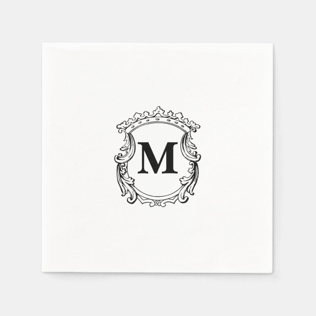 Elegant Crest Custom Monogram  Napkin (Front)