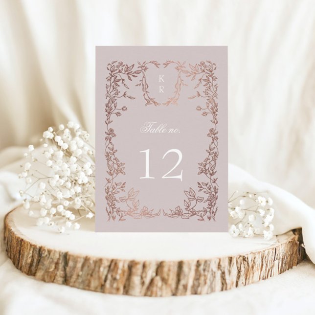 Elegant Crest Floral Wedding Table Number (Creator Uploaded)