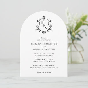 Elegant Crest Monogram Arch Wedding Invitation