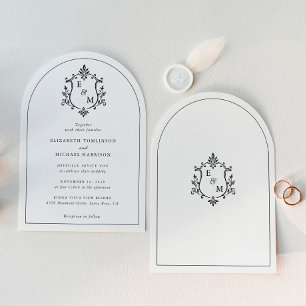 Elegant Crest Monogram Arch Wedding Invitation
