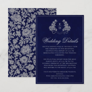Elegant Crest Monogram Navy Heritage Wedding Enclosure Card