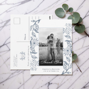 Elegant Crest Monogram Photo Toile French Wedding Postcard