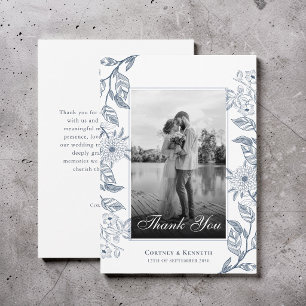 Elegant Crest Monogram Photo Toile French Wedding Thank You Card