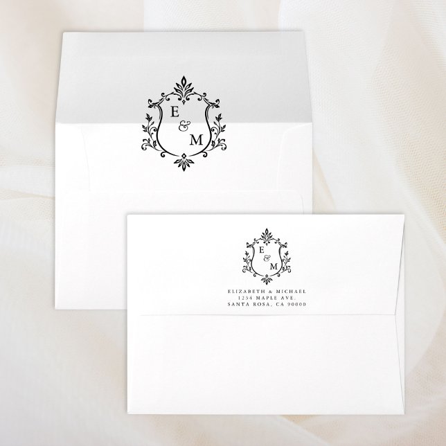 Elegant Crest Monogram Wedding Envelope (Creator Uploaded)