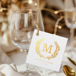 Elegant Crest Monogram Wedding Favour Tags