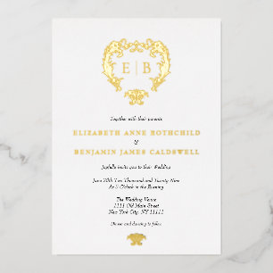Elegant Crest Monogram Wedding Gold