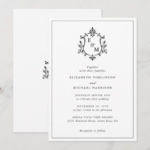 Elegant Crest Monogram Wedding Invitation