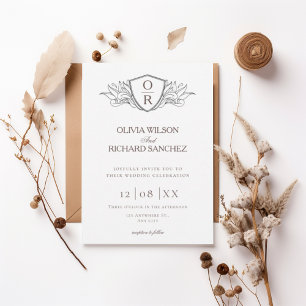 Elegant Crest Monogram Wedding Invitation