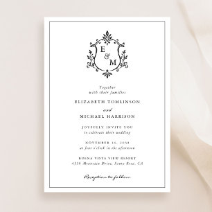 Elegant Crest Monogram Wedding Invitation