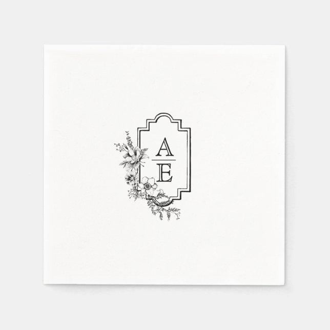 Elegant Crest Monogram Wedding Napkin (Front)