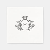 Elegant Crest Monogram Wedding Napkin