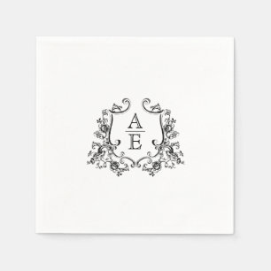 Elegant Crest Monogram Wedding Napkin
