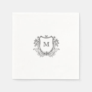Elegant Crest Monogram Wedding Napkin