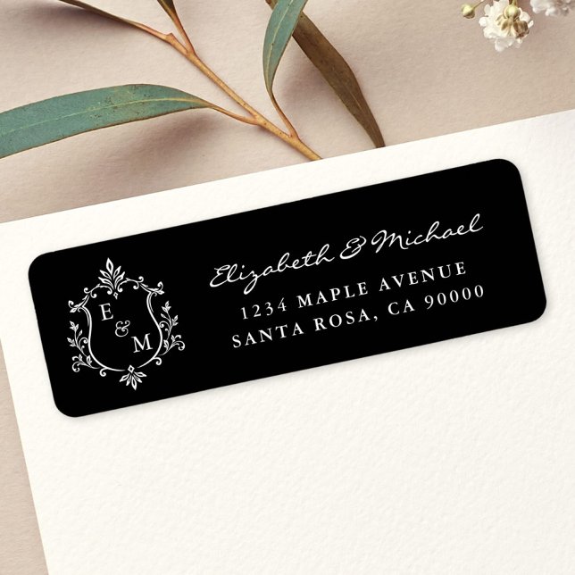 Elegant Crest Monogram Wedding Return Address (Elegant Crest Monogram Wedding Return Address Label)