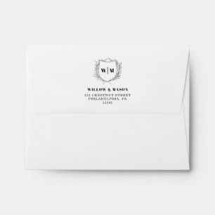 Elegant Crest Monogram Wedding Return Address Enve Envelope