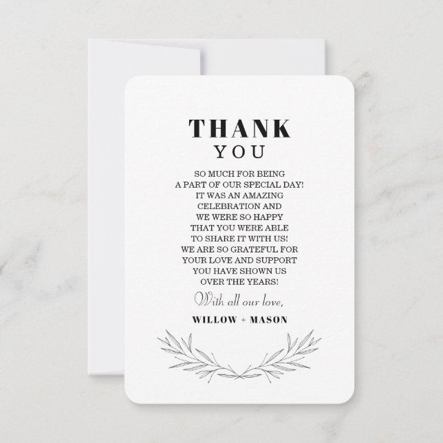 Elegant Crest Wedding Thank You Card with Photo (Back)