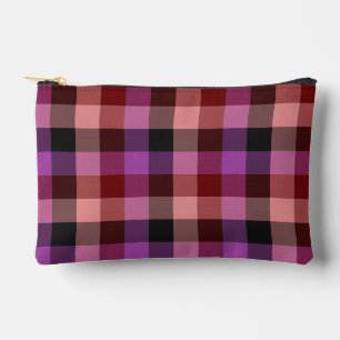 Elegant crimson and plum plaid seamless pattern accessory pouch