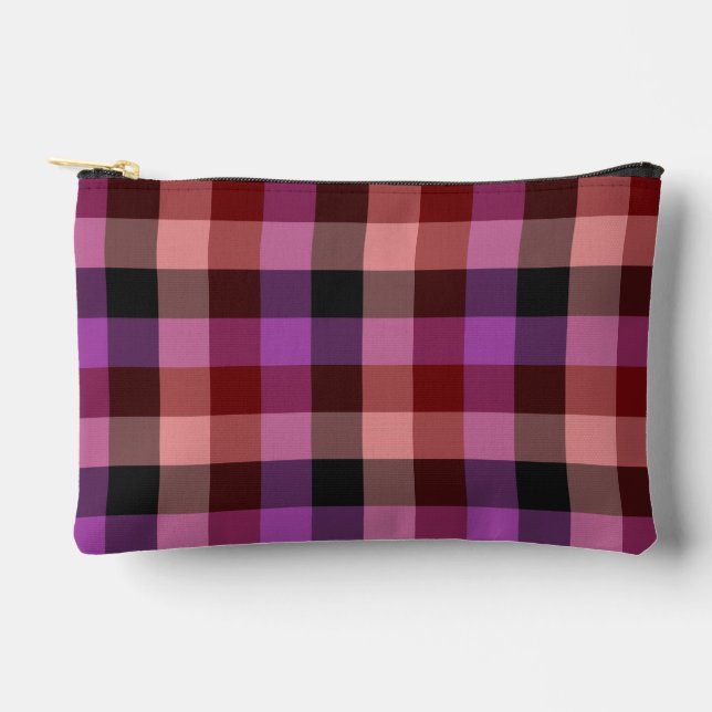 Elegant crimson and plum plaid seamless pattern  accessory pouch (Front)