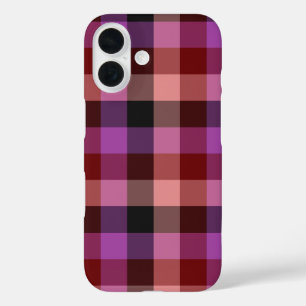 Elegant crimson and plum plaid seamless pattern  iPhone 16 case