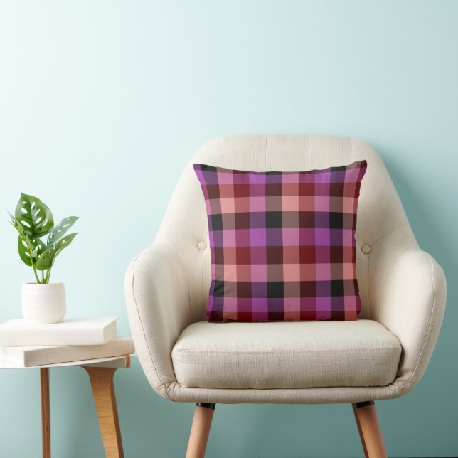 Elegant crimson and plum plaid seamless pattern  cushion (Chair)