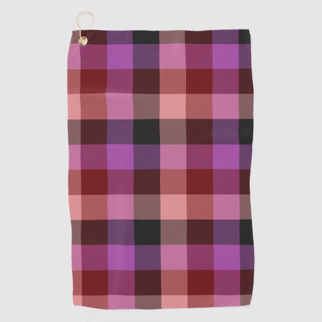 Elegant crimson and plum plaid seamless pattern  golf towel (Front)
