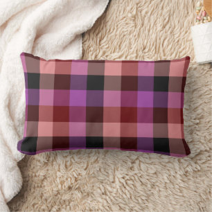 Elegant crimson and plum plaid seamless pattern lumbar cushion