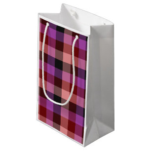 Elegant crimson and plum plaid seamless pattern small gift bag