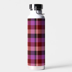Elegant crimson and plum plaid seamless pattern water bottle