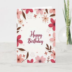 Elegant Crimson Birthday Card