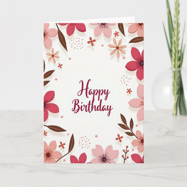 Elegant Crimson Birthday Card (Front)