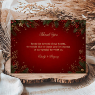 Elegant Crimson Festive Winter Glow Thank You Card