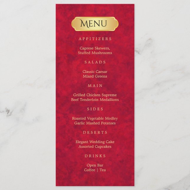 Elegant Crimson Gold Luxury Royal Menu (Front)