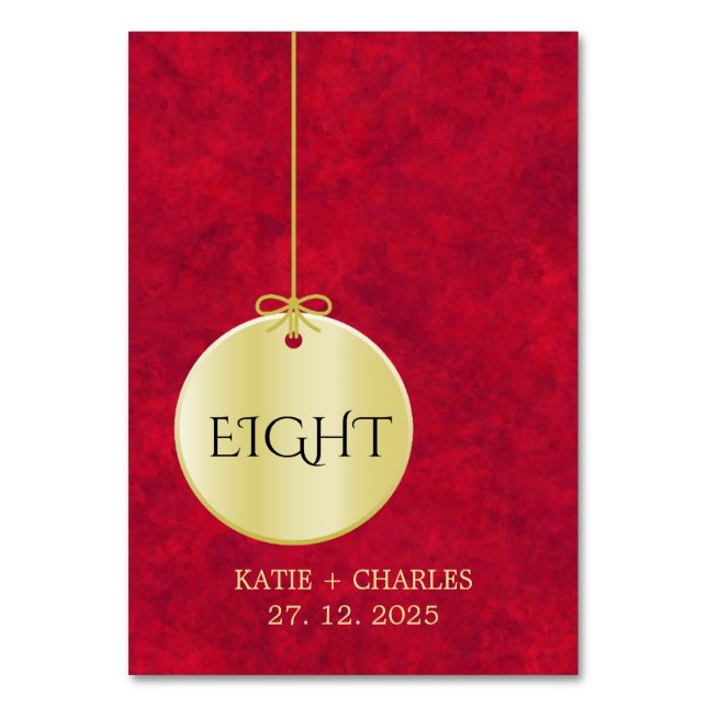 Elegant Crimson Gold Luxury Royal  Table Number (Front)