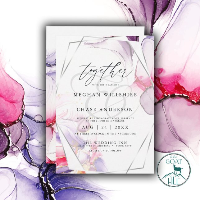 Elegant Crimson Pink and Lilac Fluid Ink Invitation (Creator Uploaded)