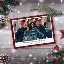 Elegant Crimson Red Christmas Greetings with Photo