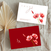 Elegant Crimson Red Poppies Floral Wedding Thank