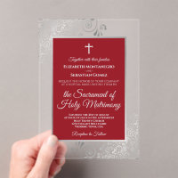 Elegant Crimson Red & Silver Chic Catholic Wedding