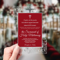 Elegant Crimson Red & Silver Chic Catholic Wedding