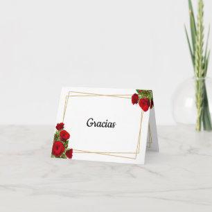 Elegant Crimson Rose Spanish Wedding Thank You Card
