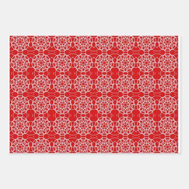 Elegant Crimson Scrolls Wrapping paper (Front)